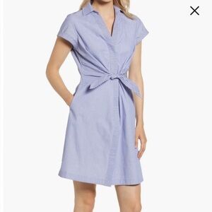 Tie Front Mix Stripe Cotton Dress